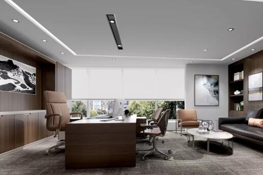 青島翻譯公司100平現(xiàn)代簡約辦公室裝修效果圖