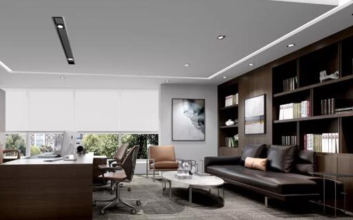 青島進口清關(guān)代理公司極簡風格辦公室裝飾設計效果圖